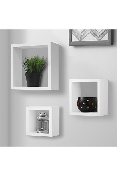 Modern home 3-Piece Solid Wood Wall Mounted Floating Shelves For Books And Accessories White 40x40cm