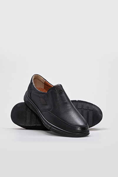 TUGERDİ Black Genuine Leather Thermo Sole Men's Casual Shoes Tg09951132162918