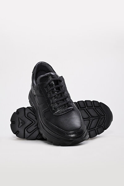 TUGERDİ Black Inside and Outside Genuine Leather Lace-Up Eva Sole Quality Men's Casual Shoes Tg09214131