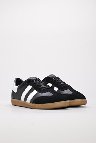 TUGERDİ Black and White Genuine Leather Thermo Sole Lace-Up Men's Casual Shoes Tg09154131811