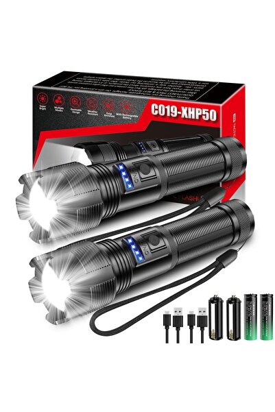 ITOUCH Lanternă LED iToncs reîncărcabilă, lanternă LED puternică XHP50, lanternă tactică din aliaj, cu zoom