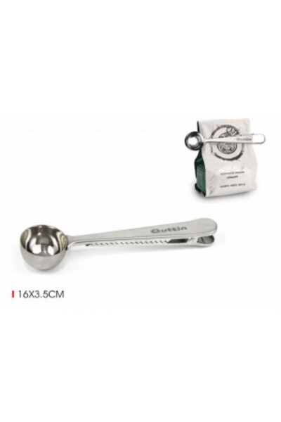 Viejo Valle Coffee dosing spoon with clip, stainless steel, 15.8 cm