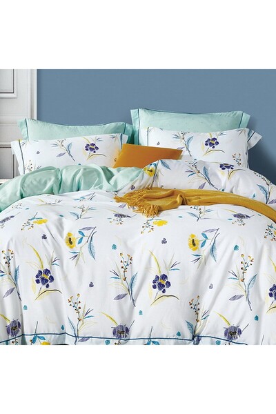Ferrucci Frochi White Multicolor Print Duvet Set King, Double 6 Piece Set