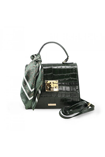 BESSO Serenata di Seta genuine leather handbag Dark Green