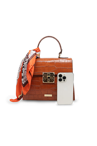BESSO Serenata di Seta Dark Orange Genuine Leather Handbag
