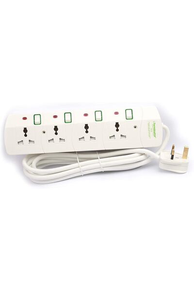 Terminatör Terminator 4 Way Universal Power Extension Socket 13A 3m