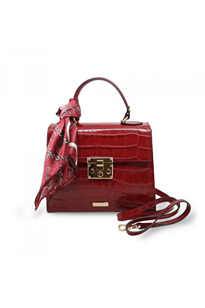 BESSO Serenata di Seta genuine leather handbag Dark Red