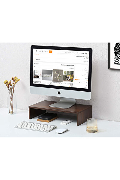 Modern home Laptop & Monitor Stand – Brown Finish 50×24×15 cm Desk Riser for Home & Office