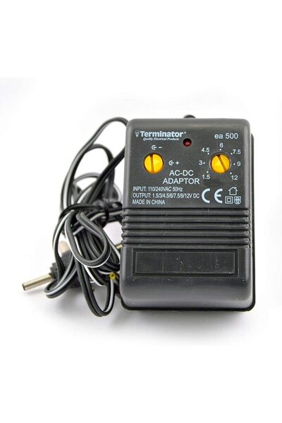 Terminatör Terminator AC to DC 1.5V 3V 4.5V 6V 9V 12V Flat 3 pin Plug Power Supply Adapter 500mA