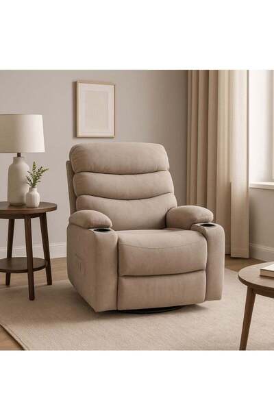 Crestj Fixed Relaxation Chair with Footrest in Beige - Comfortable and Luxurious Design