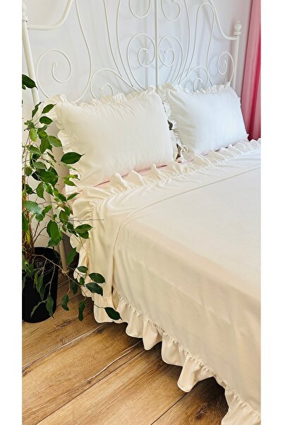 Decamor home White Ruffled Single Bedspread 2 Pieces