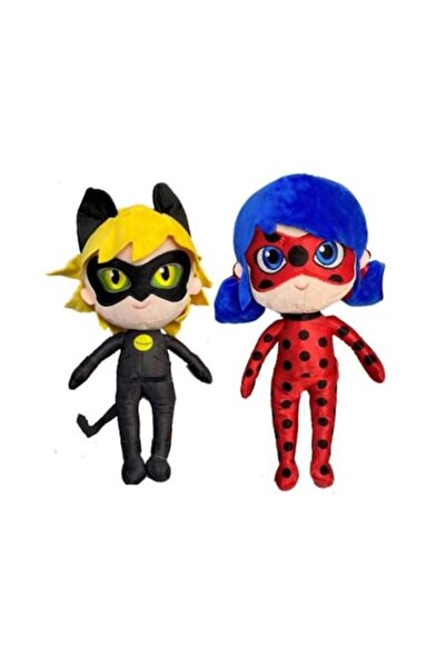 OEM Set 2 jucării de pluș, Miraculous, Motan Noir și Buburuză, multicolor, 45 cm