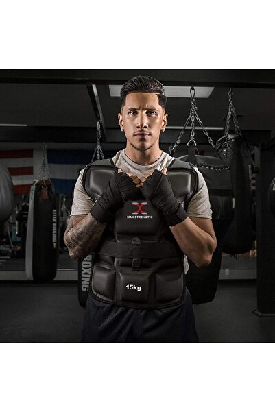 MAX STRENGTH Weight Vest 10kg, 15kg, 20kg, Adjustable Weighted Vest for Men Women Weight Loss Gym Ru