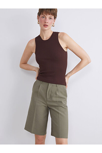 LC Waikiki Brown Crew Neck Women's Knitwear Tank Top