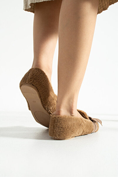 STOCON Γυναικεία Μπεζ Φιόγκος Χειμερινά Παπούτσια Μπαλαρίνας για το σπίτι και το εξωτερικό STC1171