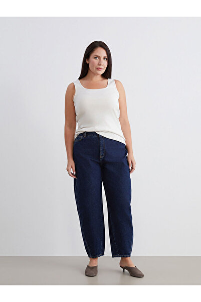 LC Waikiki White Plus Size U-Neck Rhinestone Women's Tank Top