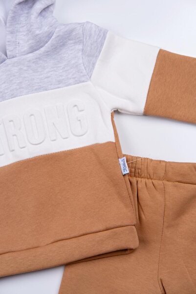 agugu Dream Gofre Printed Sweet Hooded 2-Piece Set Brown