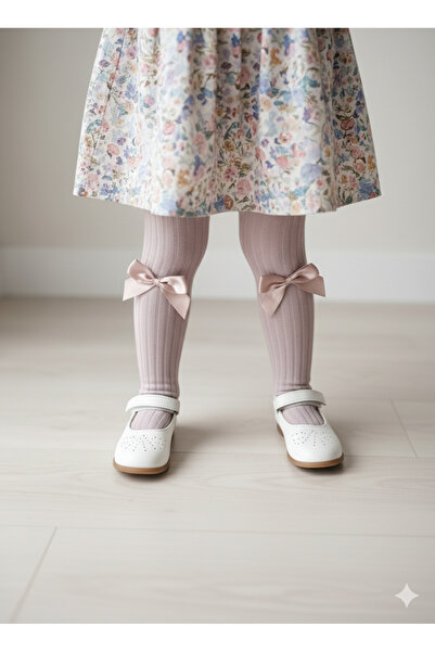 Ekinoks Baby Girl Children's Pantyhose Cotton Bow Ribbed Scented Powder