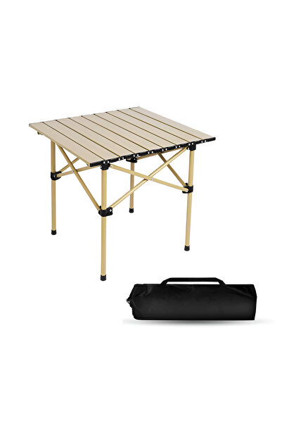 DBLEW Folding Camping Table – Lightweight Aluminum Roll Up Picnic Table with Carry Bag 53×55×49cm