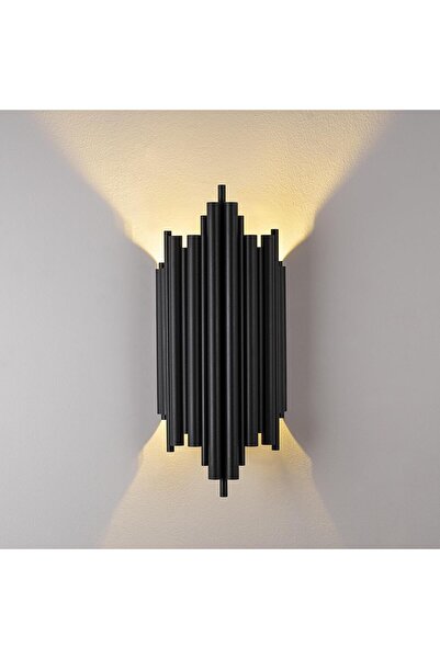 MOİRA Rustic Metal Pipe Single Wall Sconce Glossy Black, Ambiance Wall Lighting Reis-13340
