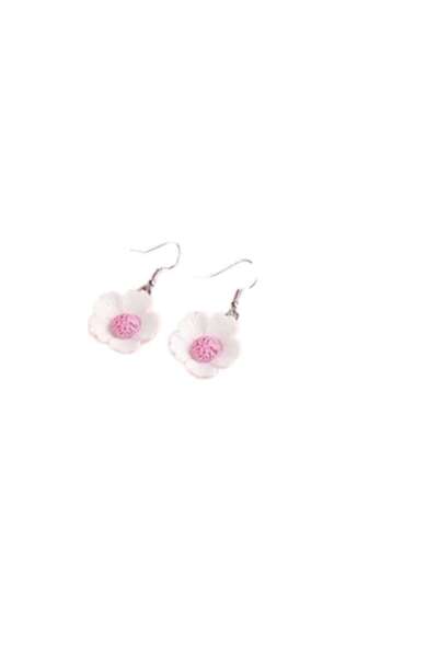 SYGGY Cercei SYGGY®, rotunzi cu floare, alb, 4 cm