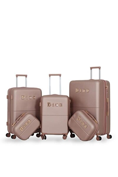 DİMA Dabash Travel Bag Set - 5 Pieces Includes 3 Trolley Bags and 2 Makeup Bags - Double Zipper Expansion