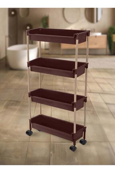 Helal El bathroom organizer with 4 shelves with wheels, brown
