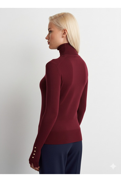 Dilvin Pulover cu mâneci tip turtleneck-Bordeaux