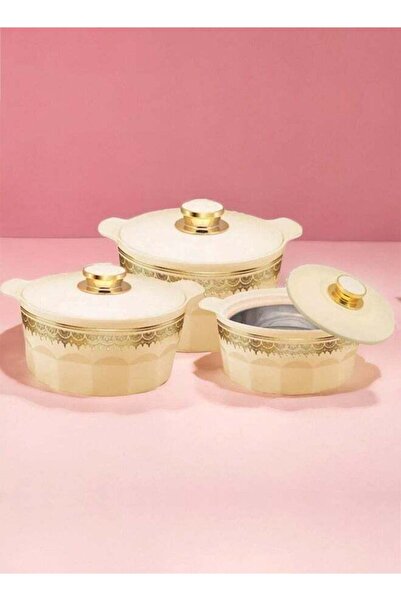 Rashi Shaheen Insulated Casserole Set of 3 Pieces-1800ml, 2600ml and 3600ml, Biege
