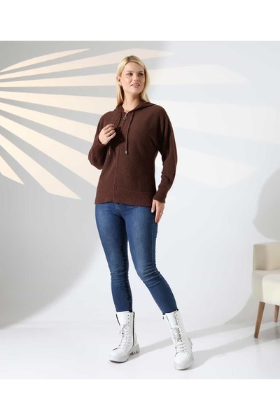 REDMİNA fashion Basic Hooded Knit Cardigan