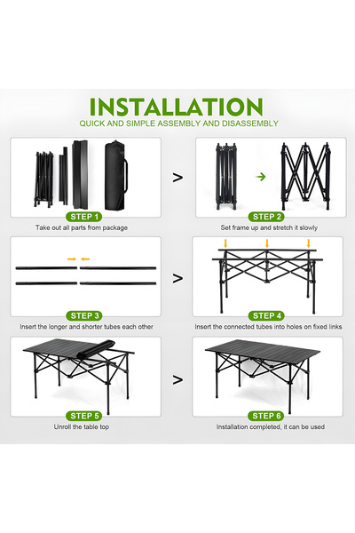 DBLEW Folding Camping Table – Lightweight Aluminum Roll Up Picnic Table with Carry Bag 95×55X50cm