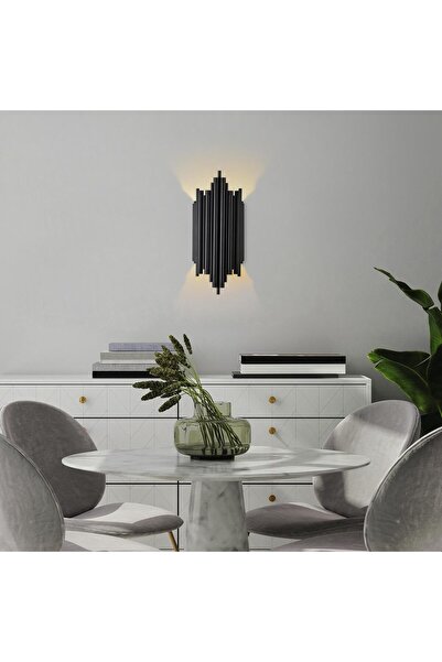 MOİRA Rustic Metal Pipe Single Wall Sconce Glossy Black, Ambiance Wall Lighting Reis-13340