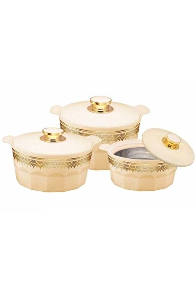 Rashi Shaheen Insulated Casserole Set of 3 Pieces-1800ml, 2600ml and 3600ml, Biege