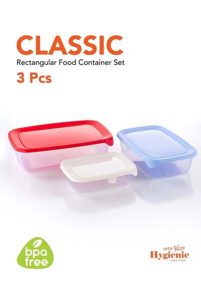 GRANDİ classic food containers Made of plastic Airtight Lids Food Storage Box set 3 pcs