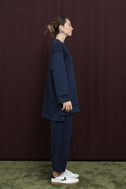 Modamorfo Women's Basic Set with Side Snap Detail and Slit - 14384Tks