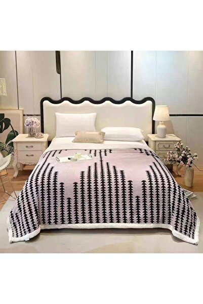 OEM Cocolino blanket with plush back for double bed, stitched stripes pattern
