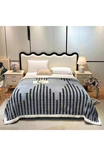 OEM Cocolino blanket with plush back for double bed, stitched stripes pattern