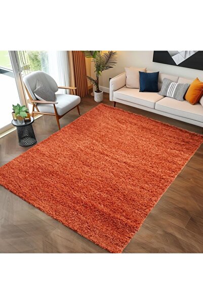 Carpettex Halı Yüksek Tüylü 30 mm Hav Yüksekliğinde Düz Turuncu renkli Shaggy...