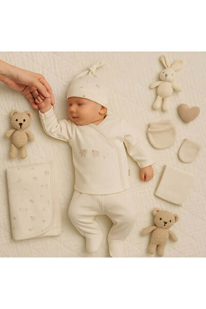 ZEYNUKO طقم ملابس أطفال عضوية بنقشة خروف حلوة للأعمار 0-3 أشهر، 10 قطع للموال...