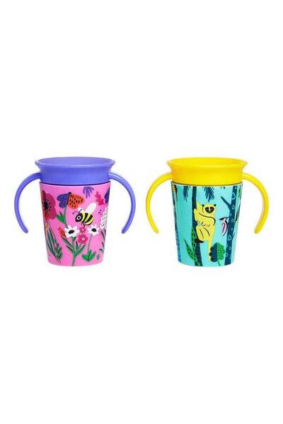 Munchkin Miracle 360 Wildlove Trainer Cup 6 Oz/177 Ml 2 Pack Bee/lemur