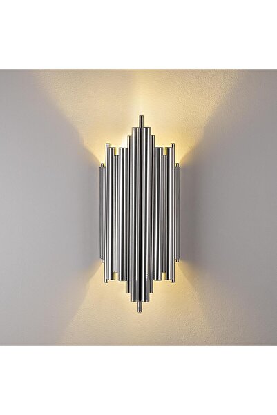 MOİRA Rustic Metal Pipe Single Wall Sconce Polished Chrome, Ambiance Wall Lig...