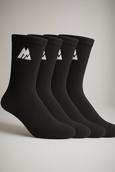 Hakan Collezione Set of 4 Black Unisex Socks with Towel Bottom