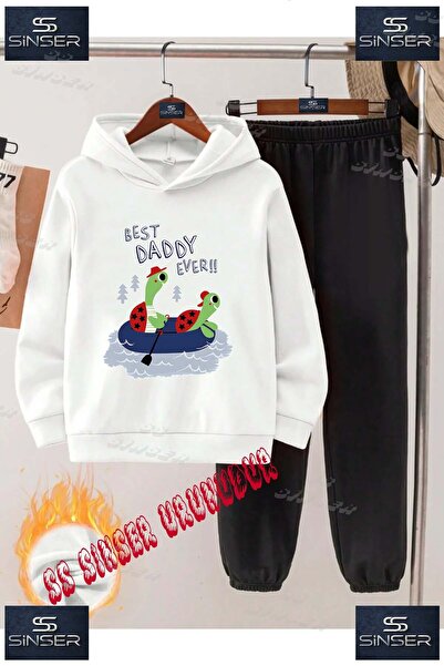 SS SİNSER Детски унисекс спортен екип с качулка и надпис „Две костенурки в ло...