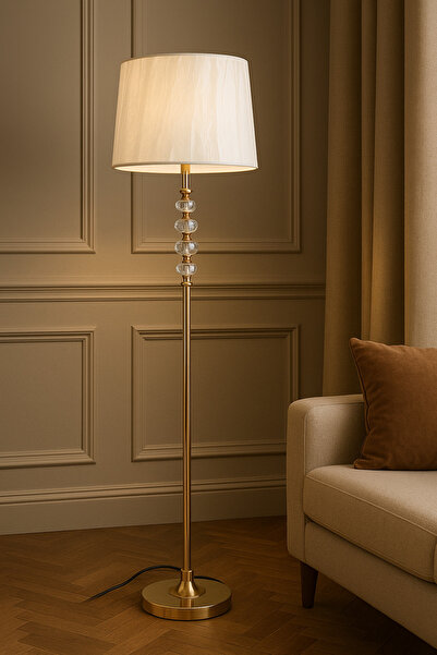 Living مصباح أرضي بغطاء أبيض أنيق - إضاءة عصرية لأي غرفة، 160 سم