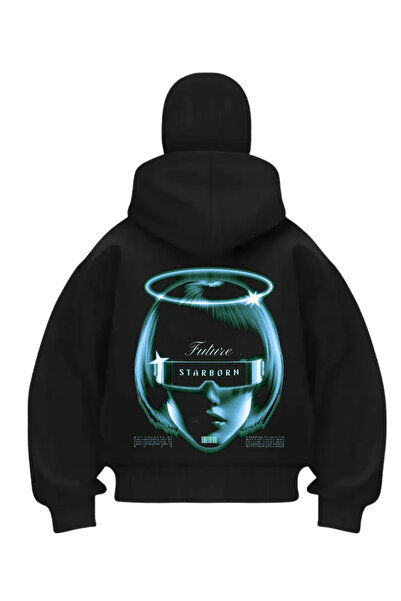 1blood سترة كارديجان مطبوعة باللون الأسود من StarBorn بتصميم الساموراي