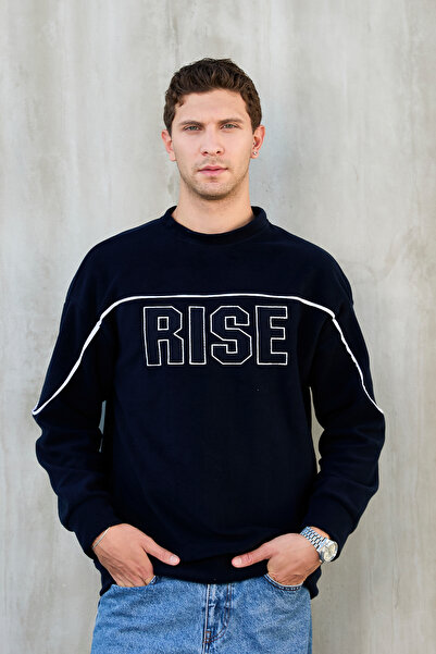 No Way Hanorac din lână pentru bărbați guler rotund Rise Detailed tricou