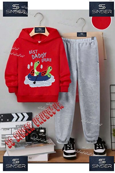 SS SİNSER Children's Unisex Printed Hooded Tracksuit Set with the Text: "Turt...