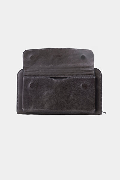 Lysande Genuine Leather Unisex Portfolio Bag Zippered Multi-Compartment Handbag