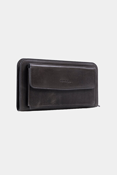 Lysande Genuine Leather Unisex Portfolio Bag Zippered Multi-Compartment Handbag