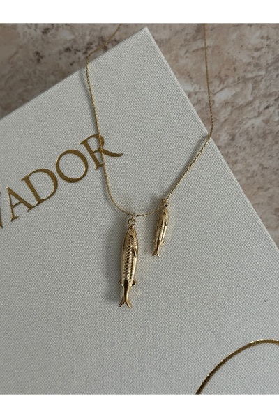 LUXSTONE Double Fish Model Gold Necklace